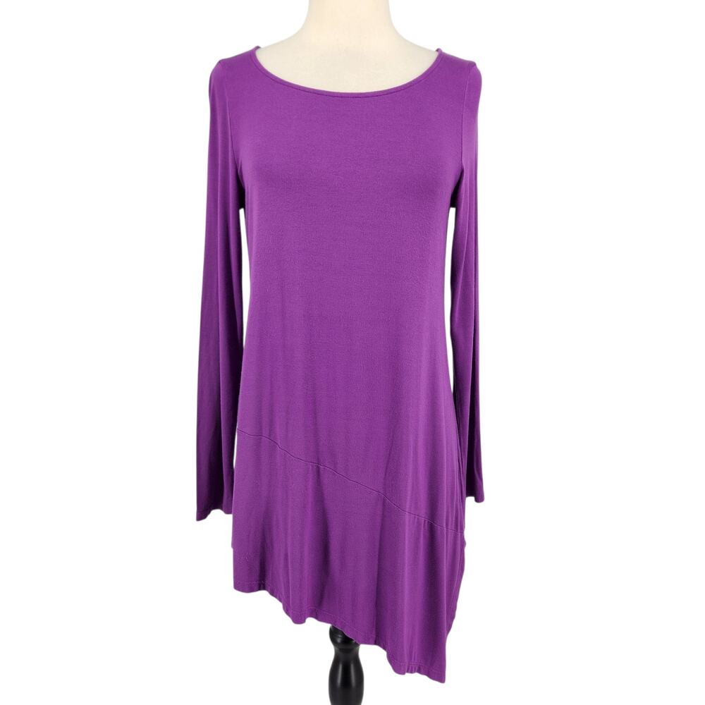 Eileen Fisher Asymmetrical Hem Tunic Top Size Small Purple Minimalist Lagenlook